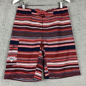 Columbia PFG Men’s Board Shorts Unlined Size‎ 30 Red Stripe Swim Fish